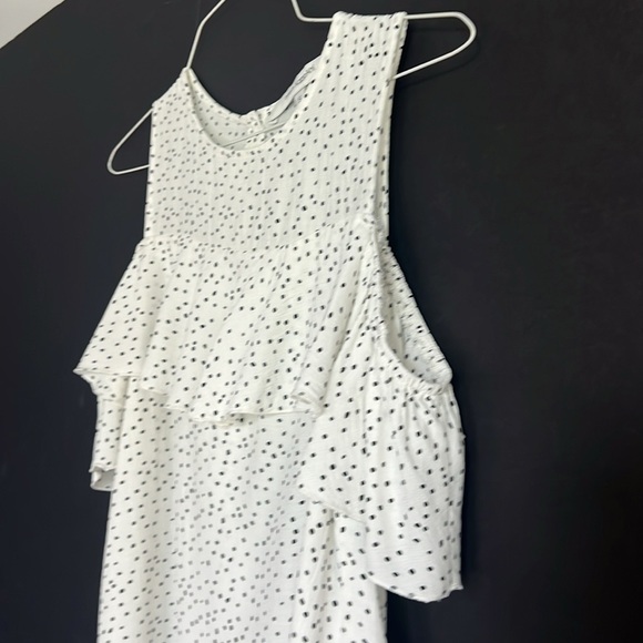 Cute polka dot off white and black bare shoulder top size small scoop neck - Picture 2 of 9